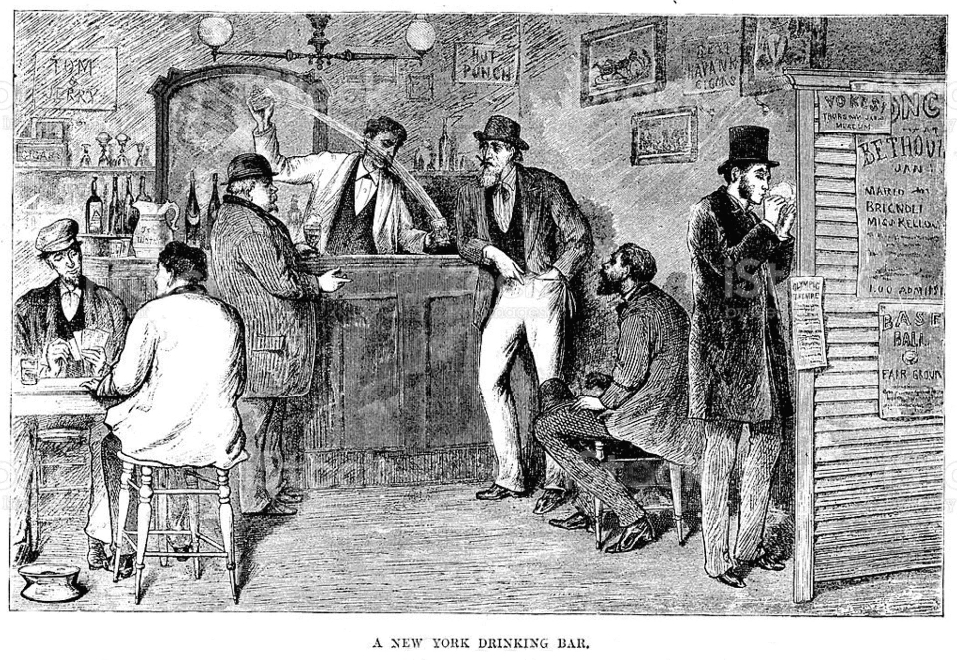 Sách cocktail cổ điển Jerry Thomas Bartender's Guide 1887 và O.H. Byron 1884 — hai nguồn tài liệu gốc của Manhattan