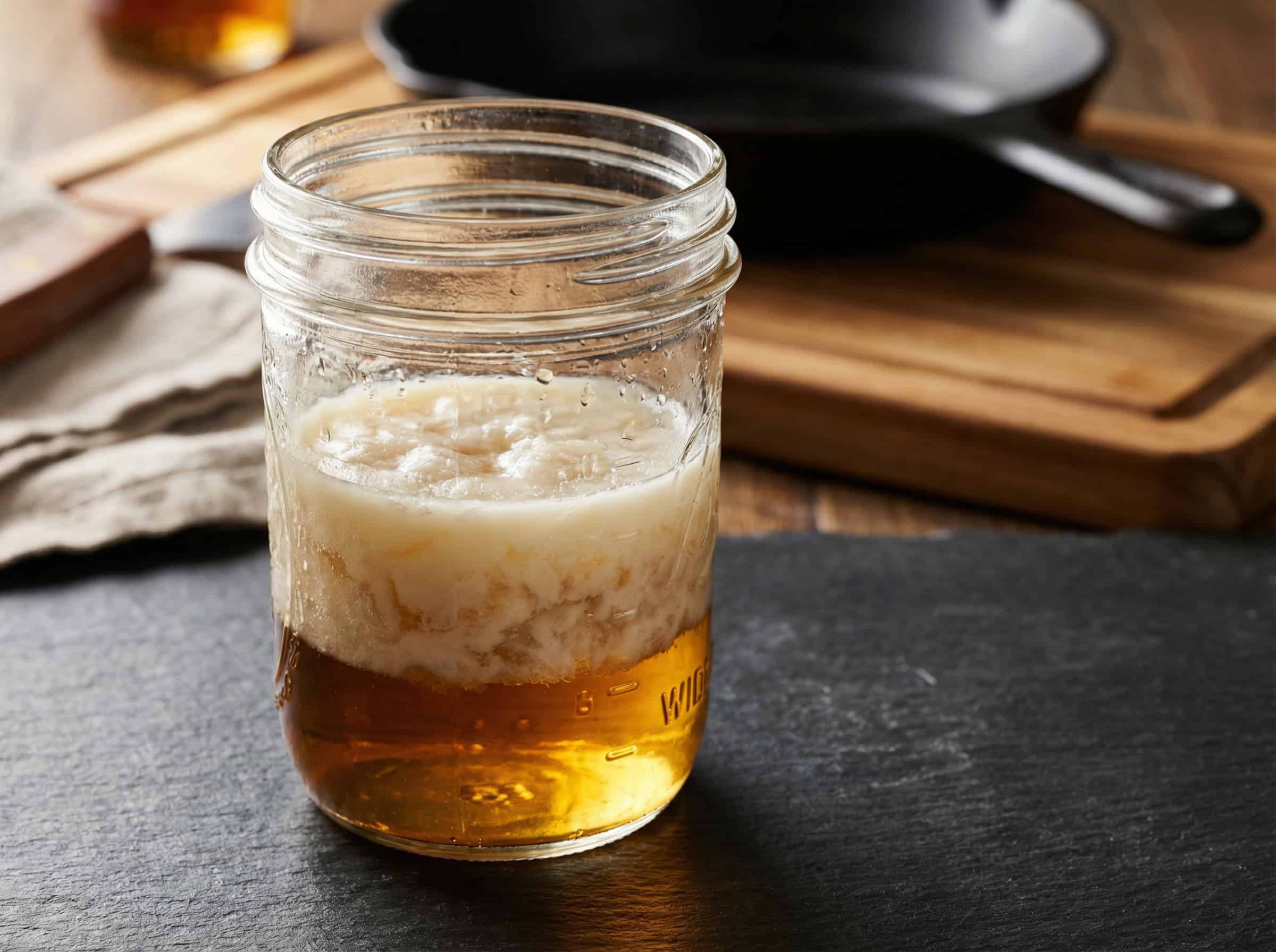 Kỹ thuật fat washing — lọc mỡ thịt xông khói ra khỏi bourbon sau khi đông đặc trong tủ đông