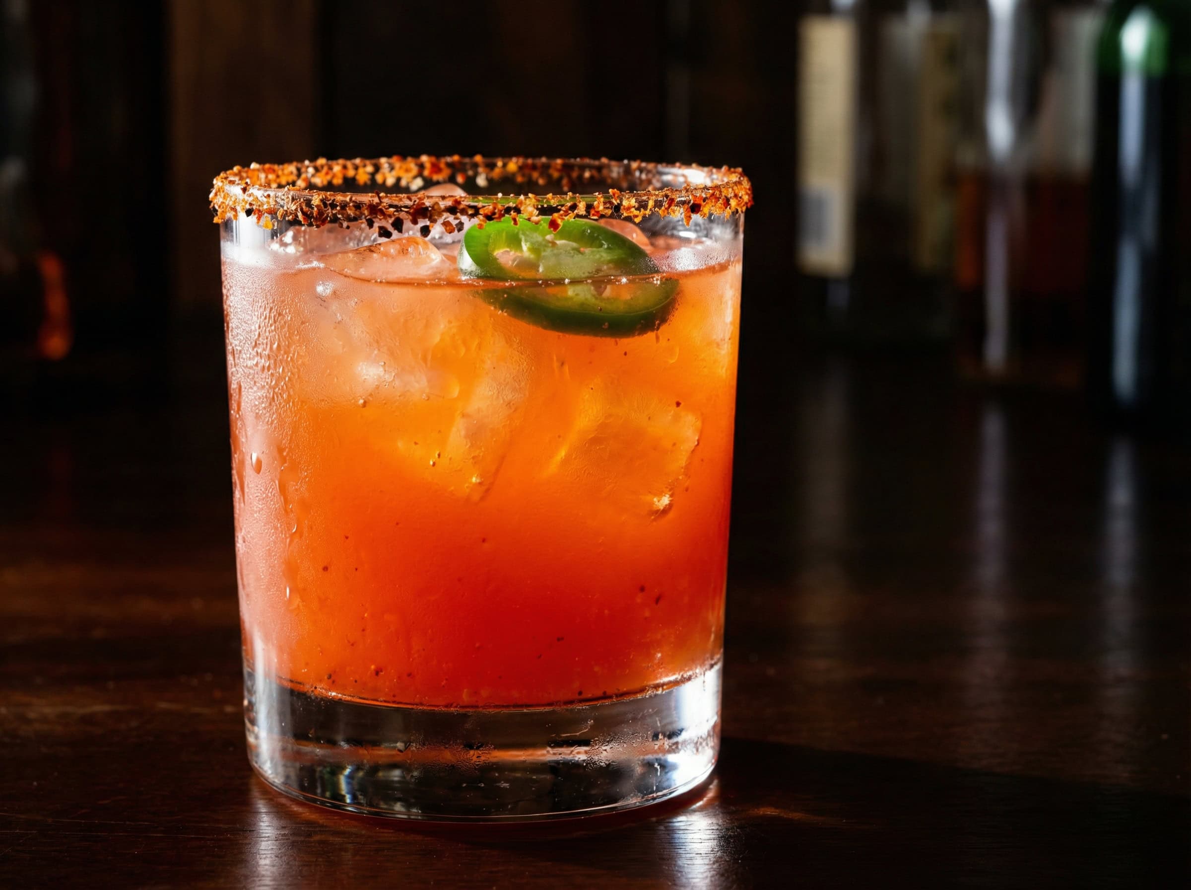 Spicy Jalapeño Margarita với muối ớt đỏ viền ly — biến thể cay phổ biến nhất
