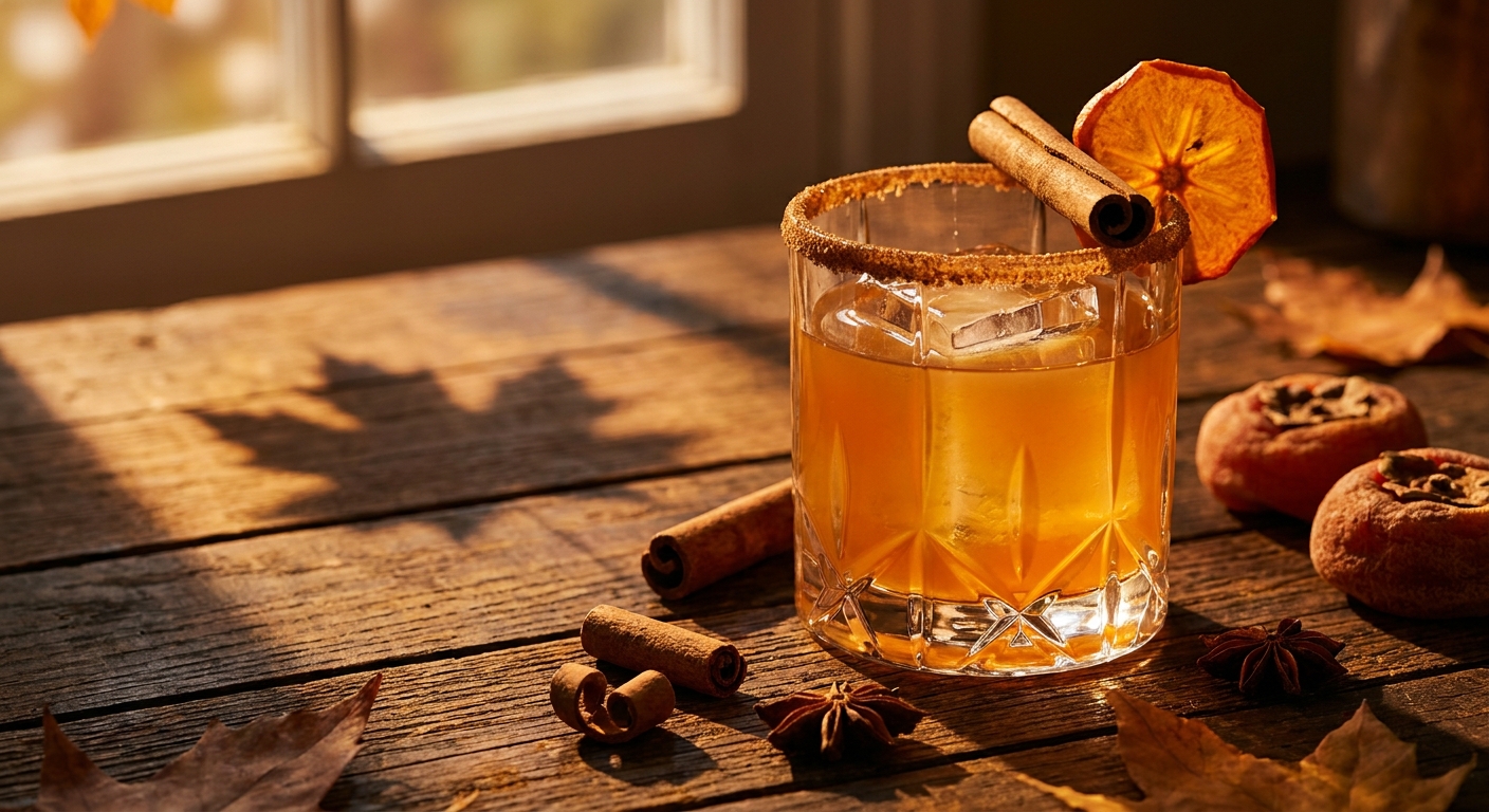 Hồng Giòn Margarita mùa thu Việt Nam với hồng giòn Tiền Giang, quế Trà My và tequila Reposado