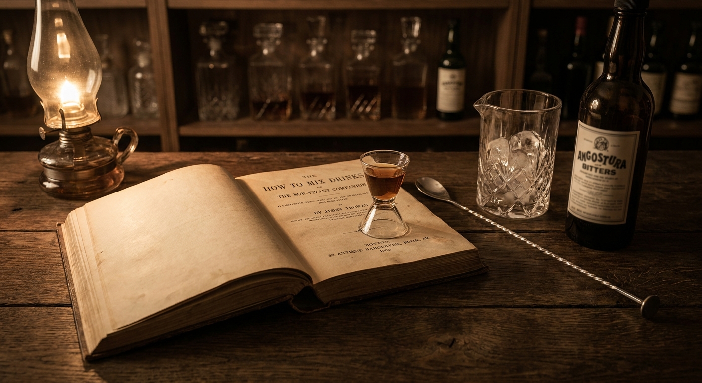 Sách How to Mix Drinks của Jerry Thomas 1862 với dụng cụ pha chế cổ điển - Rượu Pha Chế AZ