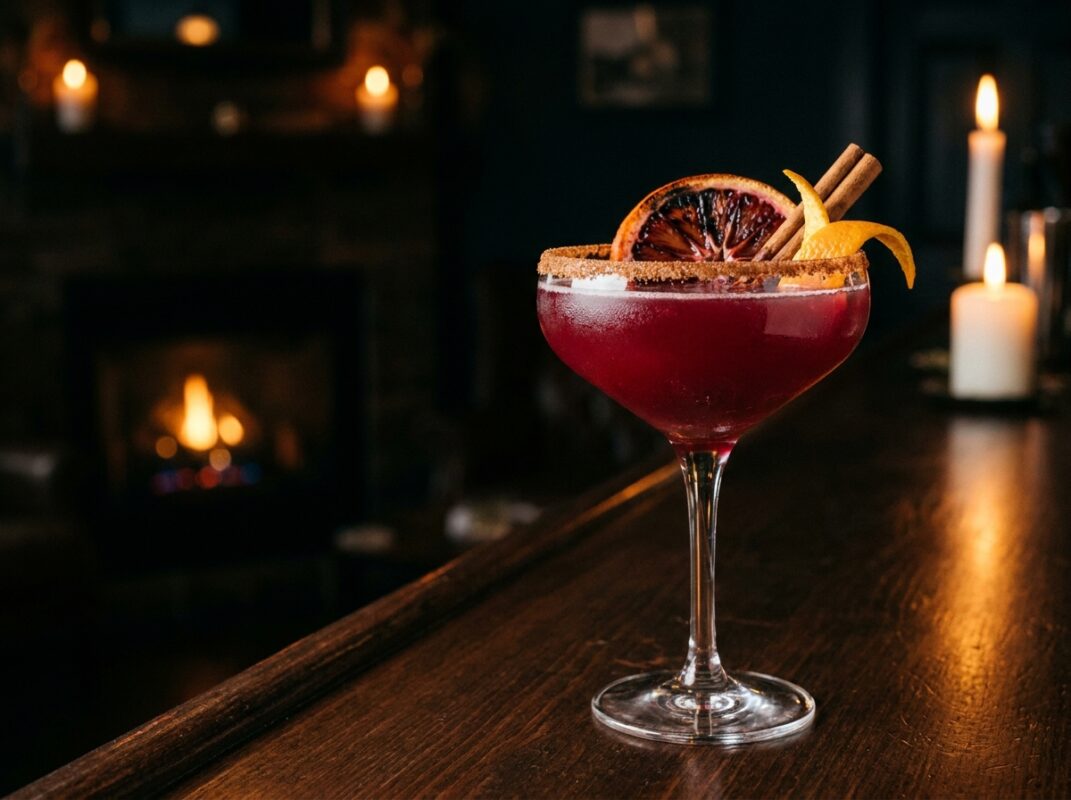 Công thức pha chế Margarita cho mùa đông với cam máu Moro, quế và gừng