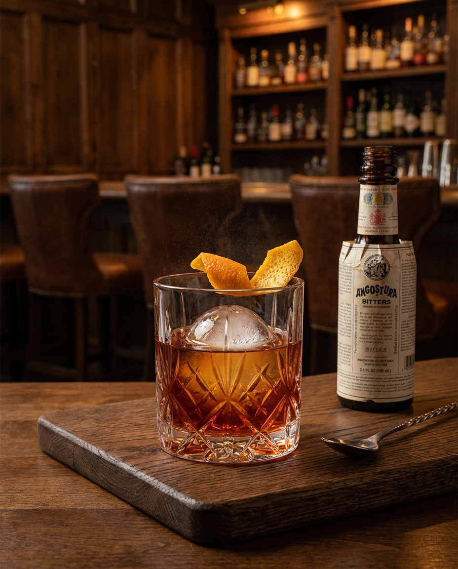 Oaxaca Old Fashioned Margarita Old Fashioned công thức Phil Ward Death and Co 2007 với tequila reposado và đá cầu tròn 5cm