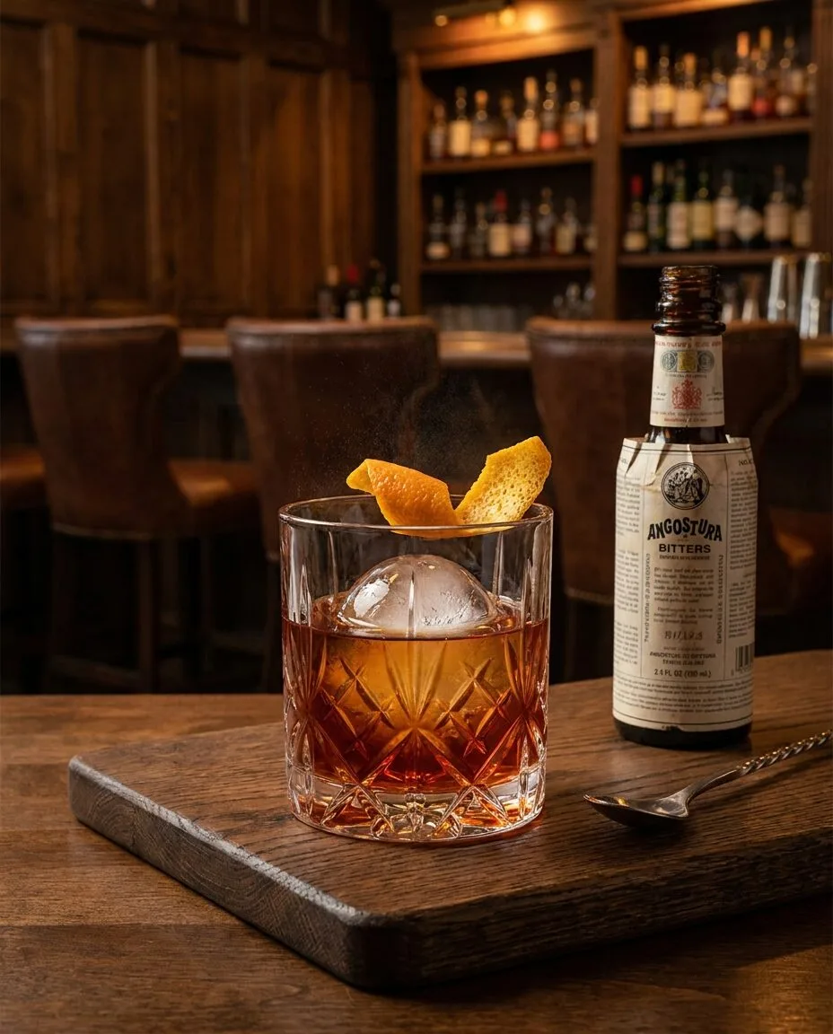 Oaxaca Old Fashioned Margarita Old Fashioned công thức Phil Ward Death and Co 2007 với tequila reposado và đá cầu tròn 5cm